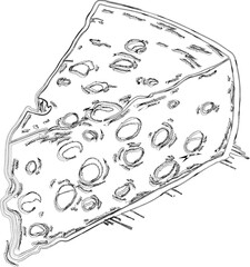 Piece of cheese drawing doodle food design. - obrazy, fototapety, plakaty