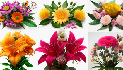 Foto op Canvas Experience the vibrant colors and diverse beauty of various types of garden flowers, beautifully isolated against white background, symbolizing nature’s floral bounty © Abdul Momin