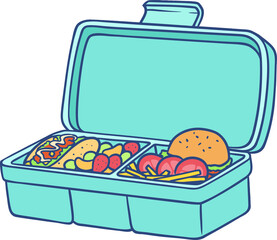 lunchbox cartoon hand drawn style color