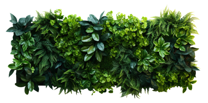 Green garden wall from tropical plants, cut out