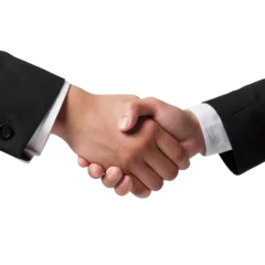 Tuinposter Business people shaking hands isolated on transparent background © roy9