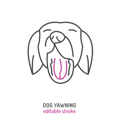Dog yawning. Dogs yawn. Canine drowsiness icon - 768927510