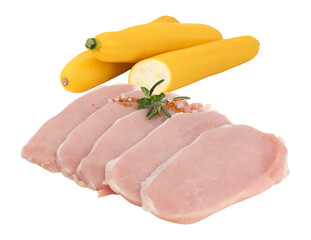 pork slices fresh cut out isolated transparent background