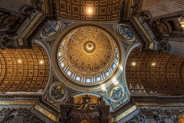 Saint Peter's dome in Rome interior from the bottom up