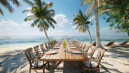 Tropical Beach Dining Setup