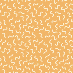 Abstract pattern with curved lines on a yellow background. Vector illustration. Perfect for fabric, wallpaper, wrapping paper, scrapbooking projects.
