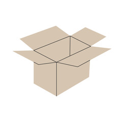 Open empty cardboard box. Vector illustration