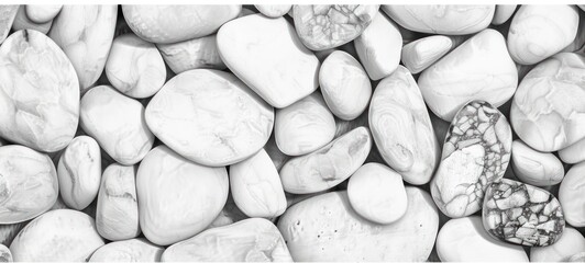Sandstone Background , Gray and white stone background on the beach. Round and smooth gravel texture. Cobblestone pattern. - obrazy, fototapety, plakaty