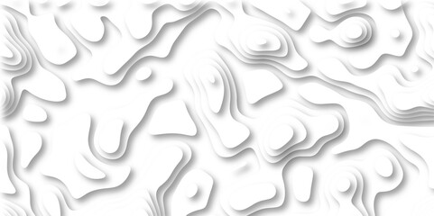 3D Papercut Stylized White topographic contour scheme and terrain. Topography grid map. Contour map background. Geographic line mountain relief. Abstract lines or wavy backdrop background.