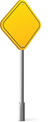 Yellow street sign board on metal pole