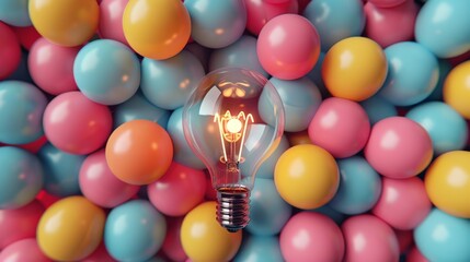 Fototapeta na wymiar Colorful Lightbulb Moments: Bubble Up with Brilliant Ideas