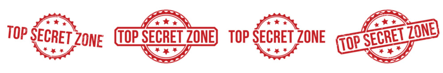 Top secret zone Red Rubber Stamp vector design.