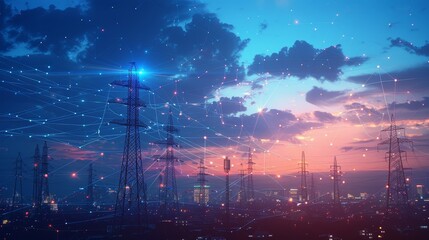 Connecting the Global Electricity Grid - obrazy, fototapety, plakaty