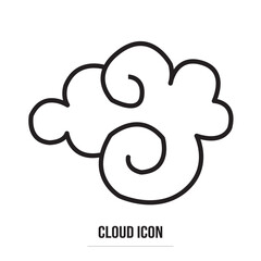 Clouds line art icon. Storage solution element, databases, networking, software image, cloud and meteorology concept. Vector line art illustration isolated on white background in eps 10.