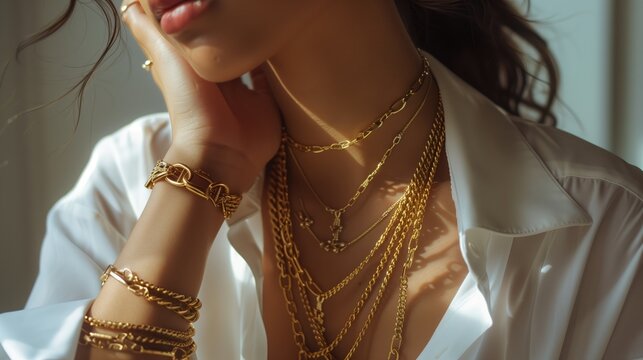 Elegant Gold Adornments: Chic Jewelry Ensemble