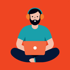 Professional office worker working from home concept illustration