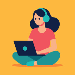 Woman using a laptop concept illustration