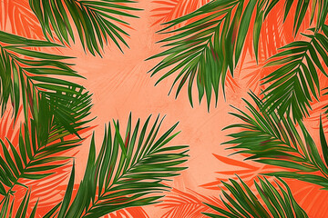 Fototapeta na wymiar Abstract art tropical leaves background. Wallpaper design with art texture from palm leaves, Jungle leaves, exotic botanical floral pattern