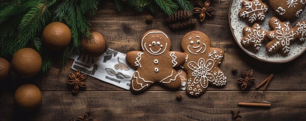 Beautiful Christmas decoration with amazing gingerbread man cookies and other christmas decorations...
