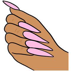 A Woman Hand and Long Pink Manicure