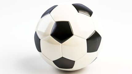 Fototapeta premium Clean and unblemished soccer ball displayed on a white background, representing the excitement and purity of the beloved global sport.