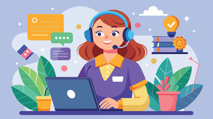 Cheerful Customer Service Representative at Workstation