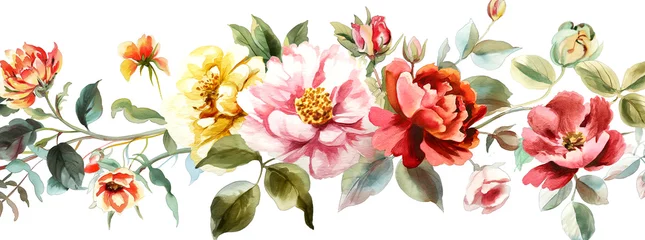 Fotobehang Roses - Watercolor Painting © PETR BABKIN