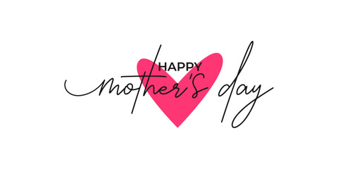 Happy Mother's Day Lettering With Pink Heart.