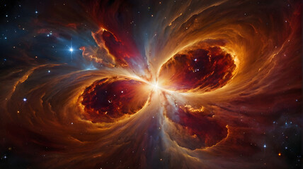 Fiery Nebula in Cosmic Sky