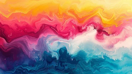 Fotobehang Vivid, flowing colors merge in an abstract wave pattern, creating a visually rich and dynamic art piece.. © ArtDigitalPapery