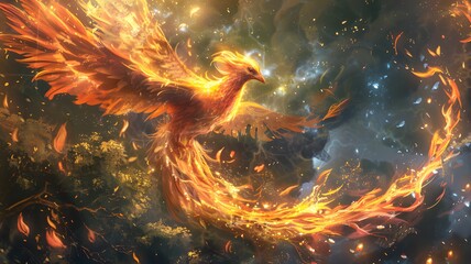 fire phoenix  - obrazy, fototapety, plakaty