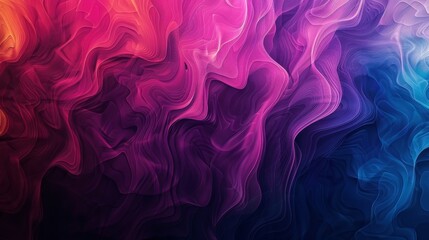 Vibrant and fluid abstract design with a gradient of colors transitioning from deep pink to purple to blue - obrazy, fototapety, plakaty