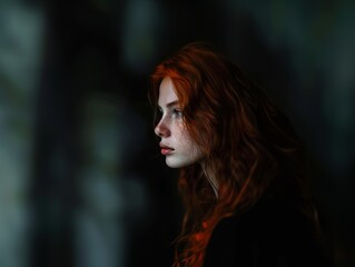 Fototapeta premium Portrait of a woman in profile. Female beauty and emotions