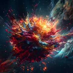 Fototapeta na wymiar Cosmic Blast capturing the explosive blast energy released, heat and light.