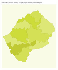 Lesotho plain country map. High Details. Solid Regions style. Shape of Lesotho. Vector illustration.