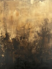 An abstract painting featuring dominant brown and black colors, showcasing dynamic brushstrokes and textured layers