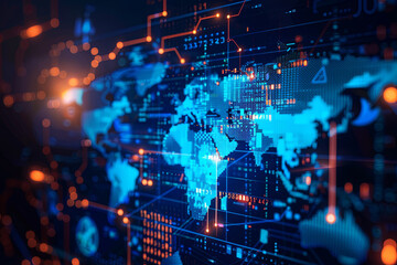 Global business best internet concept represented by a world map on a technological backdrop