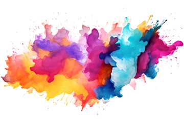 Multicolored rainbow ink stains Splashed with watercolor splashes watercolor vector transparent background