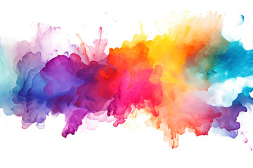 Multicolored rainbow ink stains Splashed with watercolor splashes watercolor vector transparent background