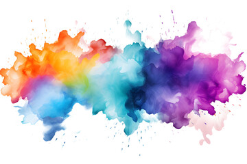 Multicolored rainbow ink stains Splashed with watercolor splashes watercolor vector transparent background