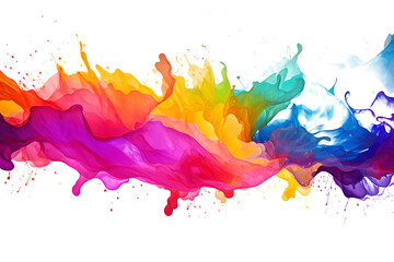 Multicolored rainbow ink stains Splashed with watercolor splashes watercolor vector transparent background
