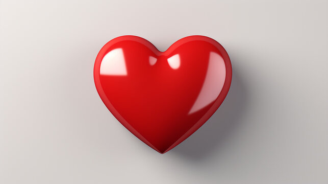 Red heart on white background. Valentine's day concept. 3D rendering , generate AI