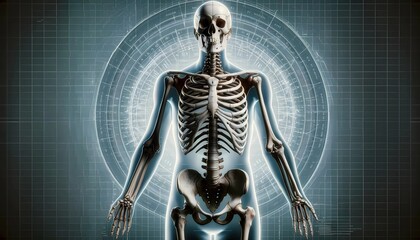 human skeletal system Concept of medical education, bone structure, and human biology