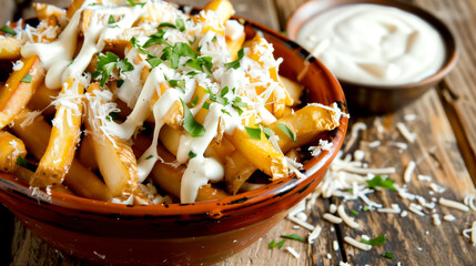 French Fries in a Bowl with Sauce - 768949152