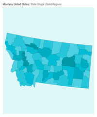 Montana, United States. Simple vector map. State shape. Solid Regions style. Border of Montana. Vector illustration.