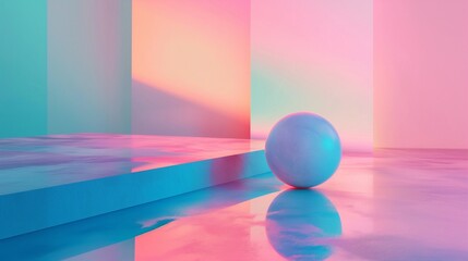 A captivating blend of pastel gradients and minimalistic geometry, captured in high definition, forming a visually striking composition on a sleek, polished background. - obrazy, fototapety, plakaty