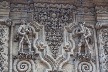 San Francisco church in the downtown of Mexico City, Mexico. Detail of facade. Decoration