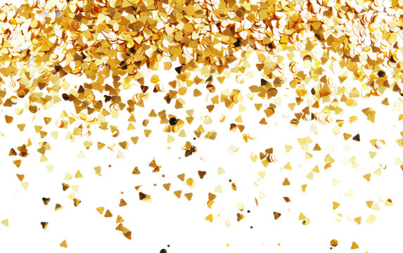 Sparkling Gold Glitter , Shiny gold confetti,PNG Image, isolated on Transparent background.