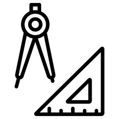 compass and ruler icon, simple vector design
