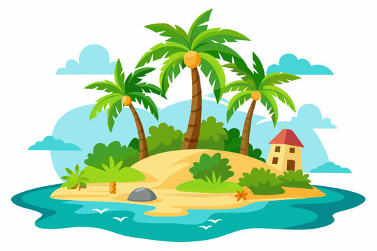  represents tropical island design on white background